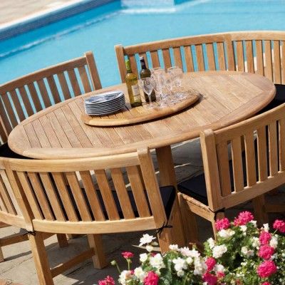 circular garden table and chairs/benches | Garden table and chairs .