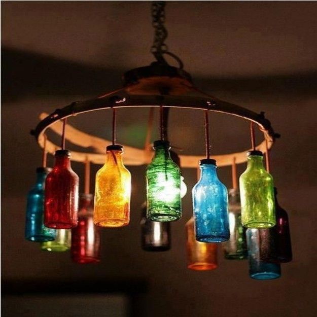 Outdoor Hanging Gazebo Lights | Bottle chandelier, Lighted wine .