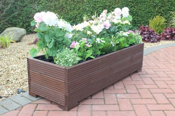 Large Wooden garden flower herb Planter / trough veg bed in .