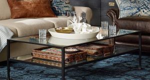 Tanner Rectangular Coffee Table - Bronze finish - Home Decorations .