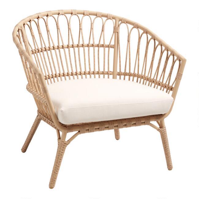 Lenco Curved Natural Wicker Outdoor Cha
