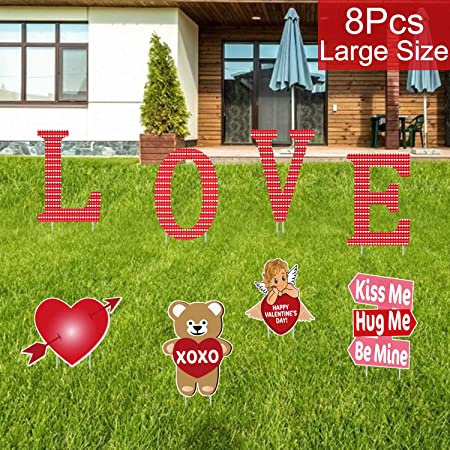 Amazon.com : Partyprops 8 PCS Valentines Yard Signs with Stakes .
