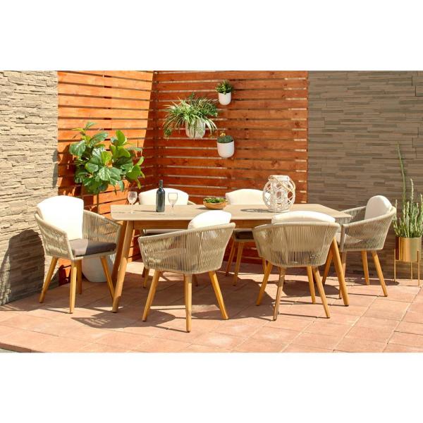 Litton Lane Rectangular Gray Concrete Outdoor Dining Table with .