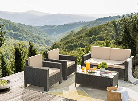 Amazon.com: Flamaker 4 Pieces Patio Furniture Set Outdoor .