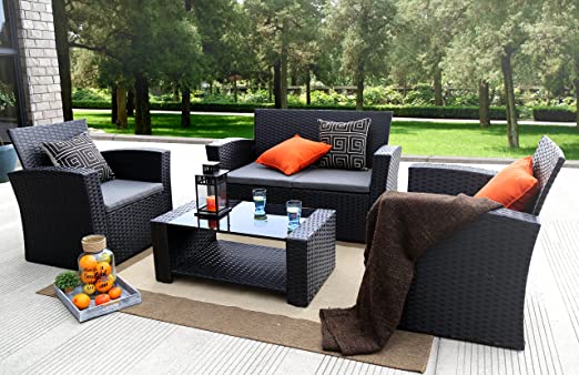 Amazon.com: Baner Garden 4 Pieces Outdoor Furniture Complete Patio .
