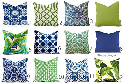 Amazon.com: Outdoor Pillow Cover Cobalt Royal Blue Navy Green Palm .