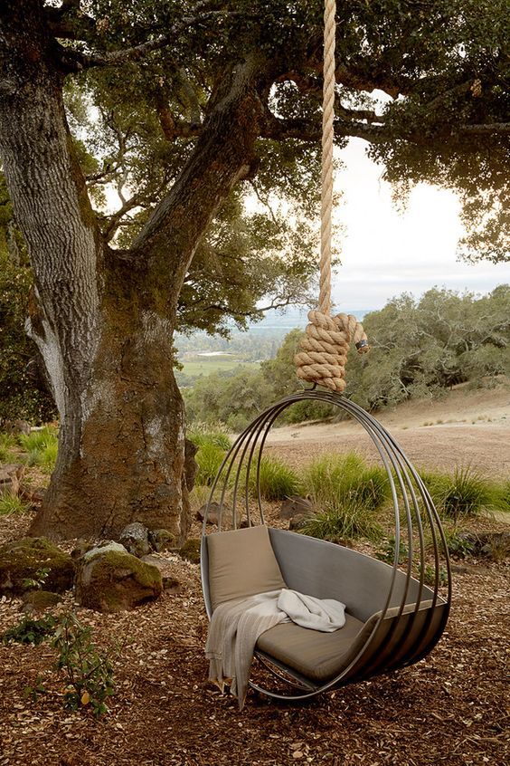 10 Amazing Outdoor Swing Bed Designs | Mediterranean landscaping .