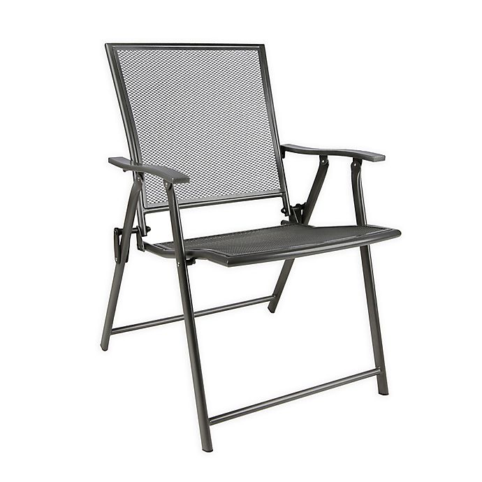 Folding Mesh Patio Chair in Black | Bed Bath & Beyo