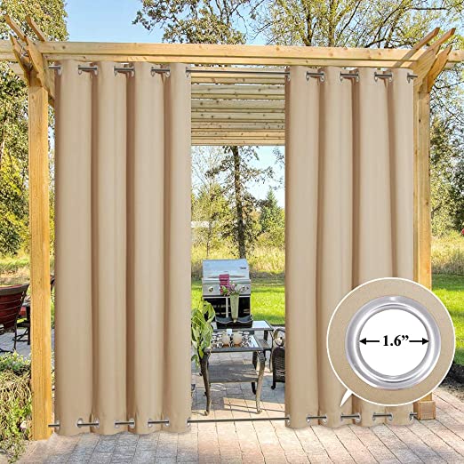 Amazon.com: NICETOWN Outdoor Patio Curtains Windproof Double .