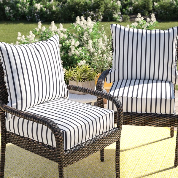 Mercer41 Whitten Stripe Indoor/Outdoor Sunbrella Lounge Chair .