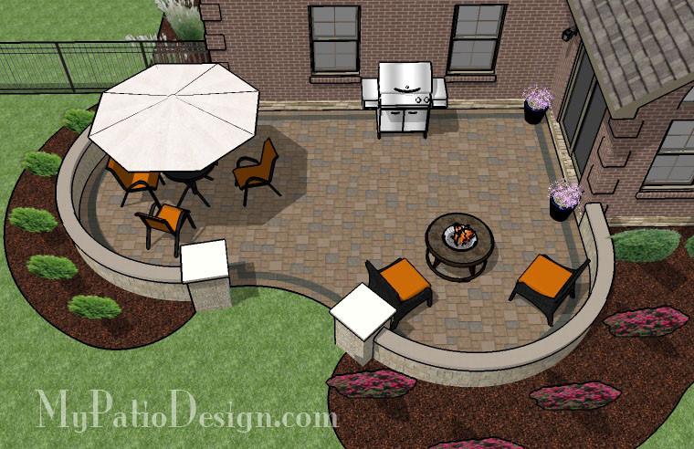 Cozy Curvy Paver Patio Design with Seat Wall | Download .