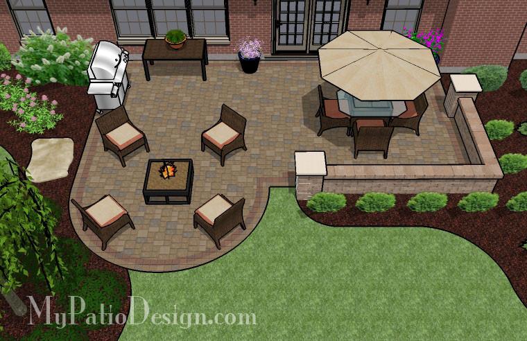 Dreamy Paver Patio Design with Seat Wall | Download Plan .