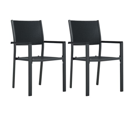 vidaXL Garden Chairs 2 pcs Black Plastic Rattan Look | vidaXL.c