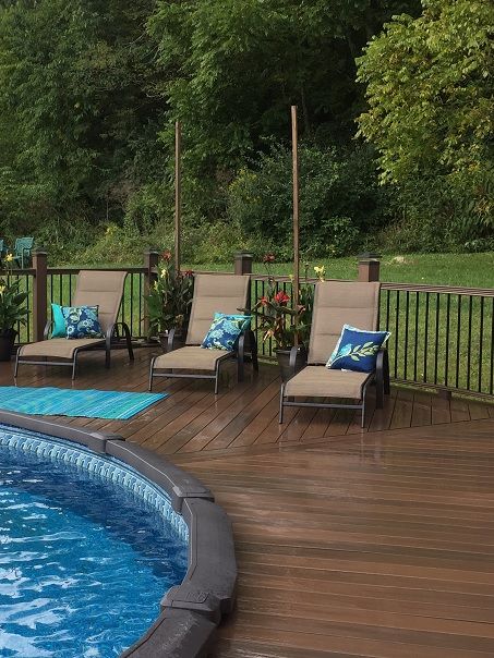 Above-ground pool deck surround. Composite or PVC decking is a .