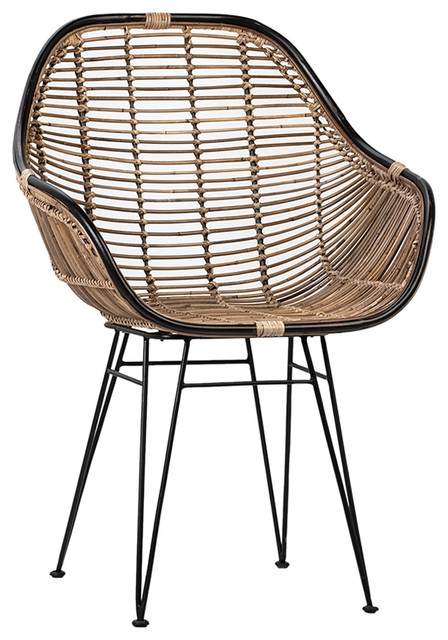 Modern Black & Rattan Dining Chair - Tropical - Dining Chairs - by .