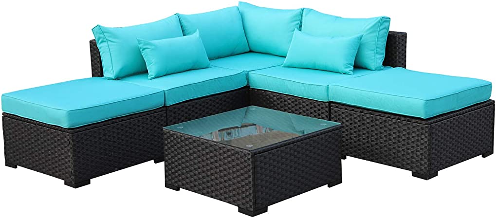 Amazon.com : Rattaner Outdoor Wicker Sofa Set- 6 Piece Patio .