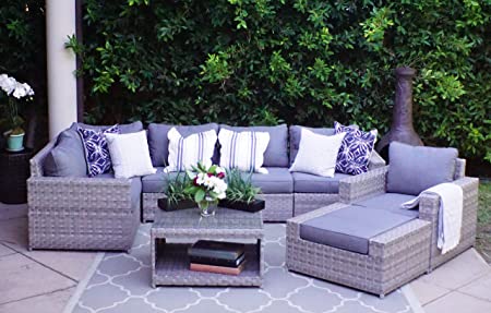 Amazon.com: SunHaven Resin Wicker Outdoor Patio Furniture Set - 8 .