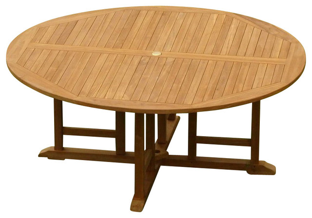 72" Round Dining Outdoor Teak Table - Contemporary - Outdoor .