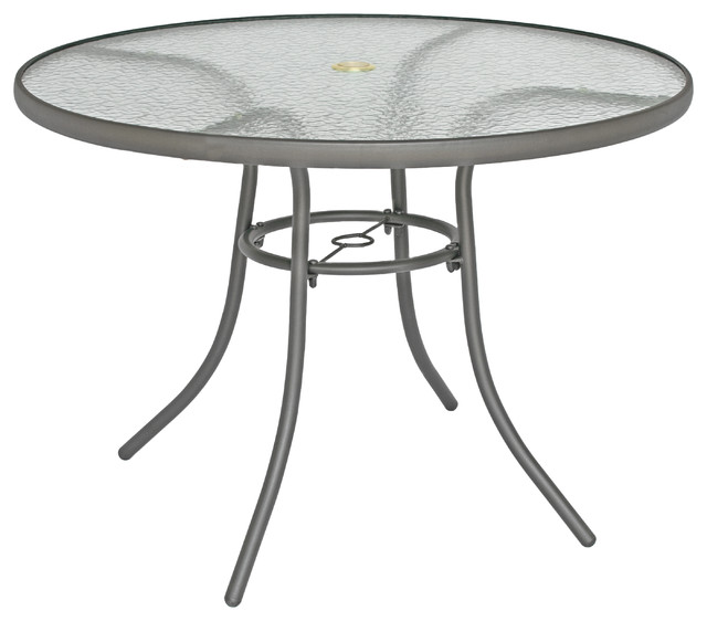 Rio Brands 40 inch Sienna Round Patio Table with Tempered Glass .