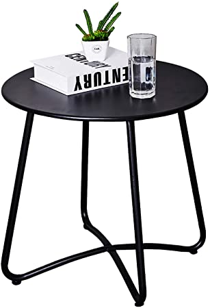 Amazon.com : CaiFang Patio Side Table Outdoor, Small Round Metal .