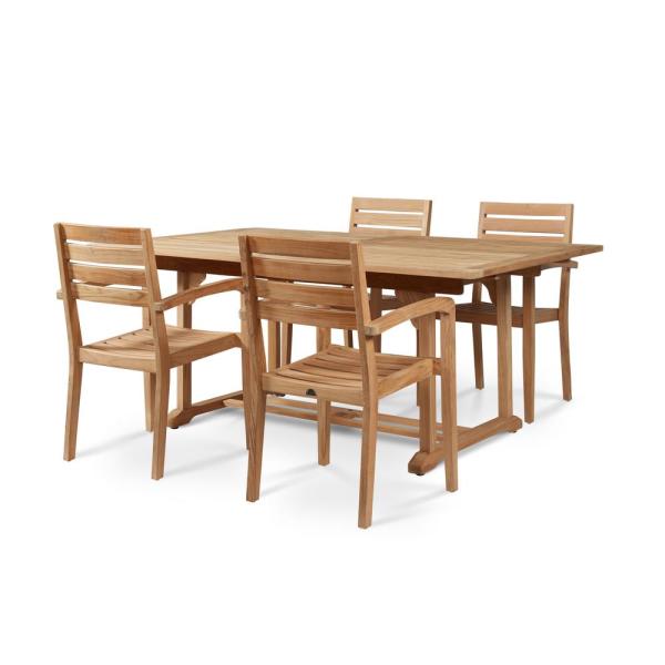 HiTeak Furniture Dalton Rectangular Teak Outdoor Dining Table with .