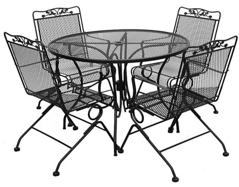Wrought Iron Table and 4 Spring Rockers by Meadowcraft | Turner's .