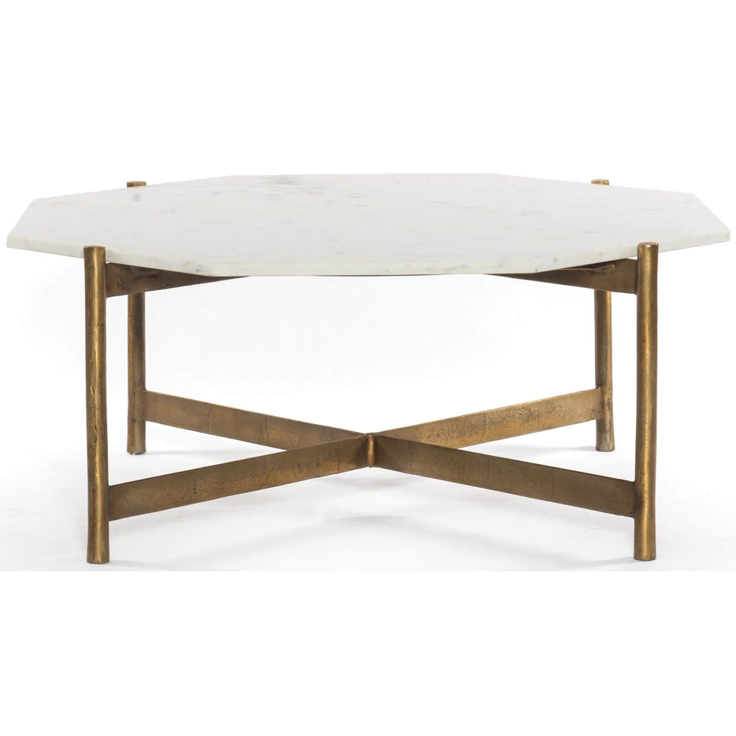 Slab Large Marble Coffee Tables With Brass Base