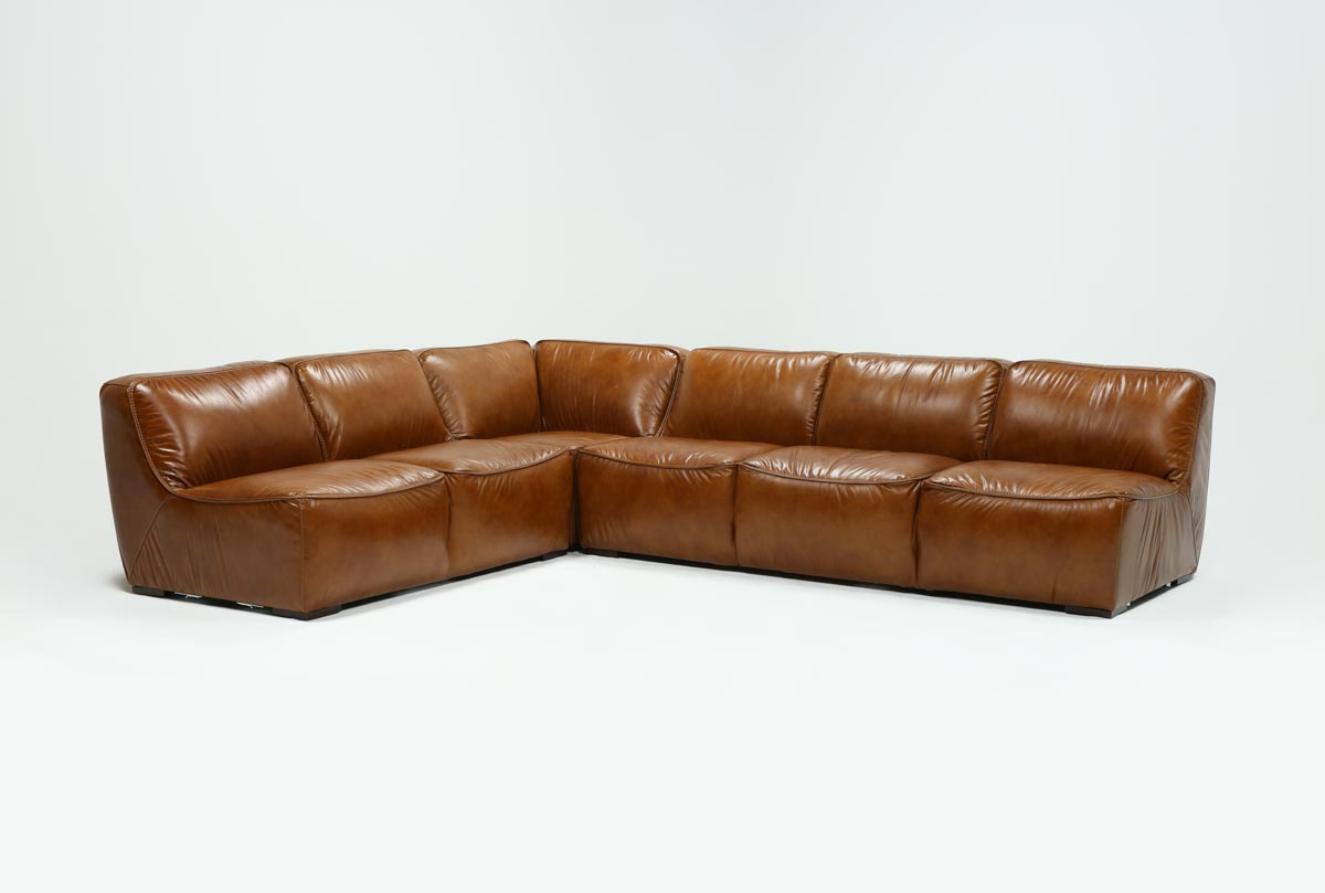 Burton Leather 3 Piece Sectionals With Ottoman
