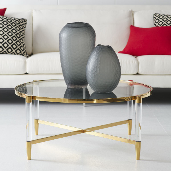 Acrylic Glass Side Table Brass Gold Coffee Table Living Room .
