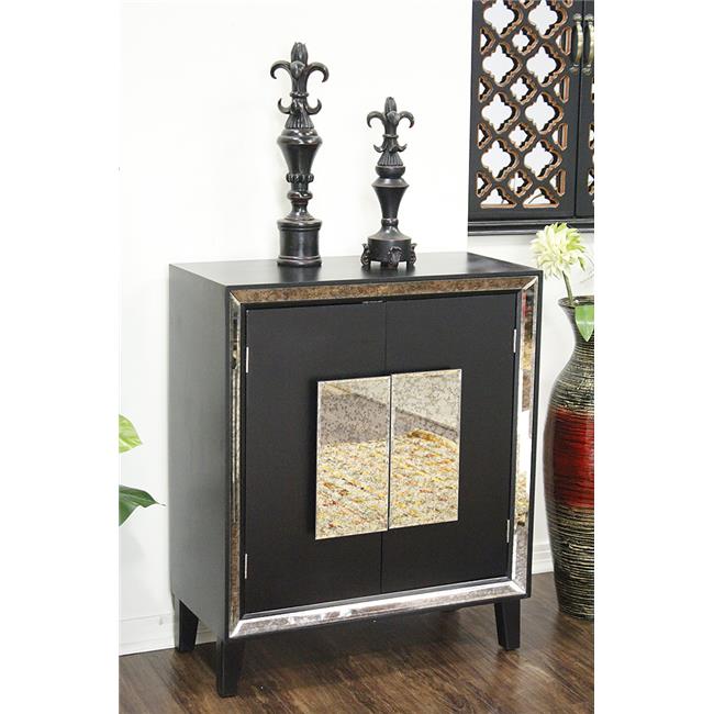 Avery 2-Door Sideboard with Antiqued Mirror Accents - Black .