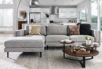 Aquarius Light Grey 2 Piece Sectional W/Laf Chaise - Room | Living .