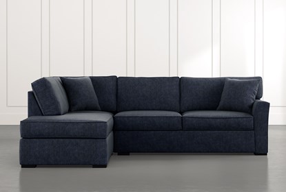 Aspen Navy Blue 2 Piece Sleeper Sectional with Left Arm Facing .