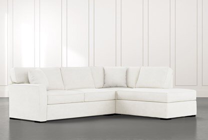 Aspen White 2 Piece Sleeper Sectional with Right Arm Facing Chaise .