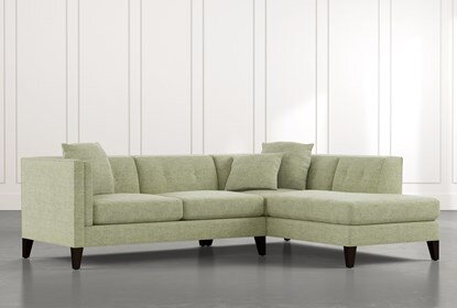 Avery II Green 2 Piece Sectional with Right Arm Facing Armless .