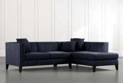 Avery II Navy Blue 2 Piece Sectional with Right Arm Facing Armless .