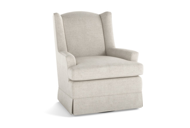 Bailey Linen Flare Arm Wing Skirted Swivel Glider | Living Spac