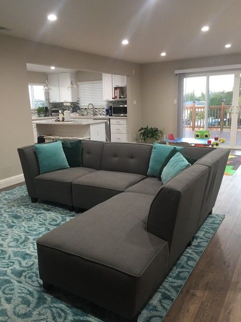 Benton 4 Piece Sectional | Living room turquoise, Living room wall .