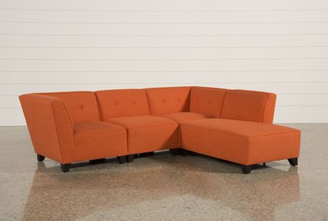 Benton 4 Piece Sectional, Orange, Sofas | Sectional, Orange sofa .