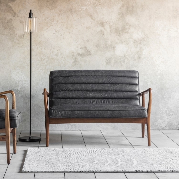 Berkeley Black Leather Upholstered 2 Seat Sofa | Modern Home Furnitu