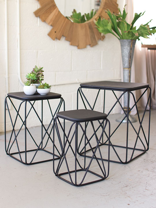 Black Metal Wire Table 3 Set | Brickell Collecti
