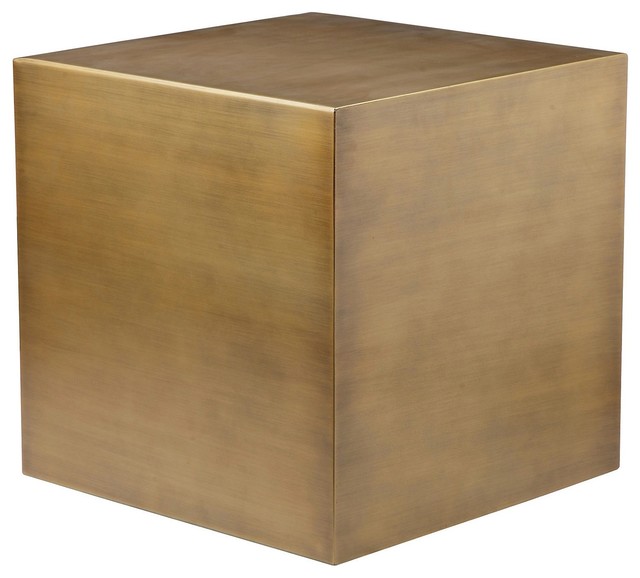 Cube End Table in Brushed Brass - Contemporary - Side Tables And .
