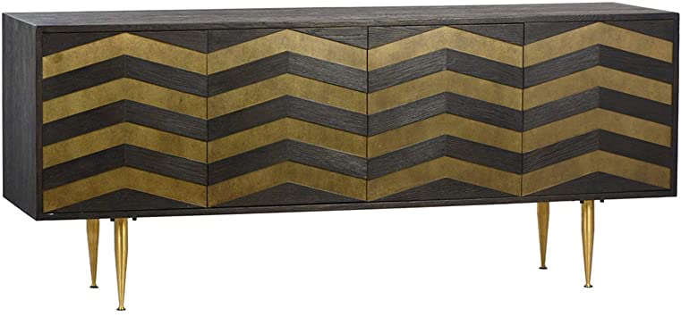 Amazon.com - Modern Dark Wood Sideboard Cabinet with Brass Finish .