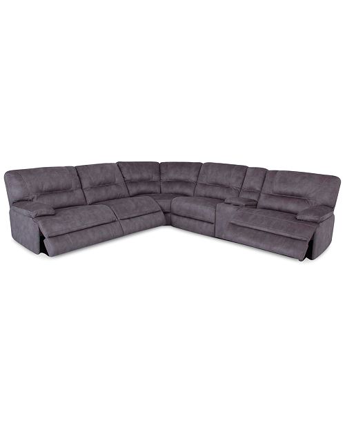 Furniture CLOSEOUT! Liam 6-pc Fabric Sectional Sofa with Console .
