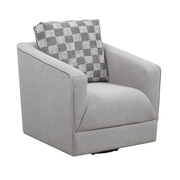 Shop Porch & Den Banton Pewter and Charcoal Swivel Accent Chair .