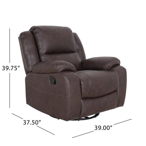 Noble House Malic Classic Tufted Dark Brown Leather Swivel .