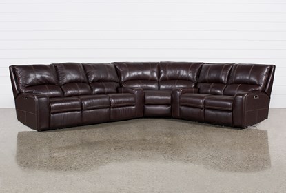 Clyde Dark Brown 3 Piece Power Reclining Sectional W/Pwr Hdt & Usb .