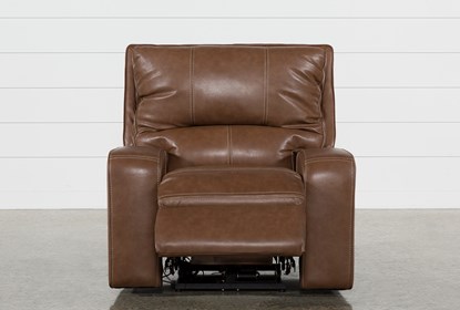 Clyde Saddle Leather Power Recliner W/Power Headrest And Usb .
