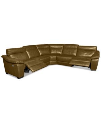 CLOSEOUT! Gennaro 5-pc Leather Sectional Sofa with 2 Power .