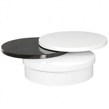 Modern Round Black and White Swivel Coffee Table Pluto | Coffee .
