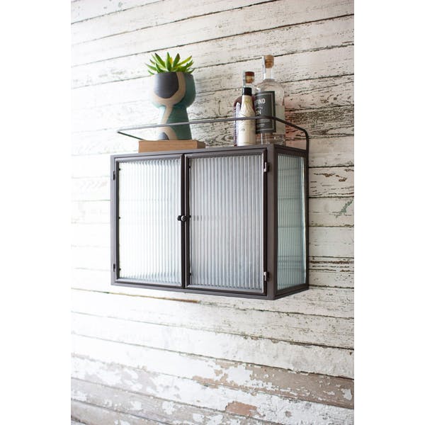 Kalalou Double Door Metal And Corrugated Glass Wall Cabinet .